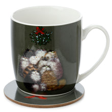 Load image into Gallery viewer, Porcelain Mug and Coaster Gift Set - Kim Haskins 12 Cats of Christmas