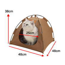 Load image into Gallery viewer, Cat Play Tent House with Warm Soft Bed Pad - Beige, grey &amp; Coffee