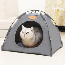 Load image into Gallery viewer, Cat Play Tent House with Warm Soft Bed Pad - Beige, grey &amp; Coffee
