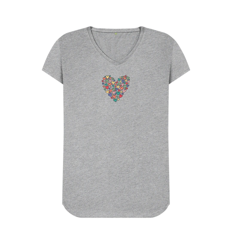 Women's V-Neck T-Shirt - Coloured Heart.