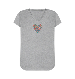 Women's V-Neck T-Shirt - Coloured Heart.