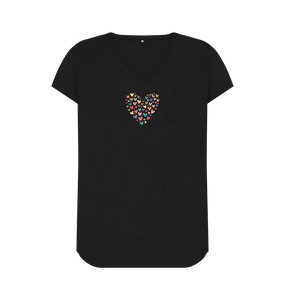 Women's V-Neck T-Shirt - Coloured Heart.