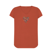 Load image into Gallery viewer, Women&#39;s V-Neck T-Shirt - Coloured Heart.