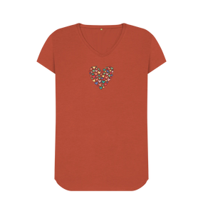 Women's V-Neck T-Shirt - Coloured Heart.