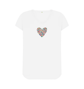 Women's V-Neck T-Shirt - Coloured Heart.