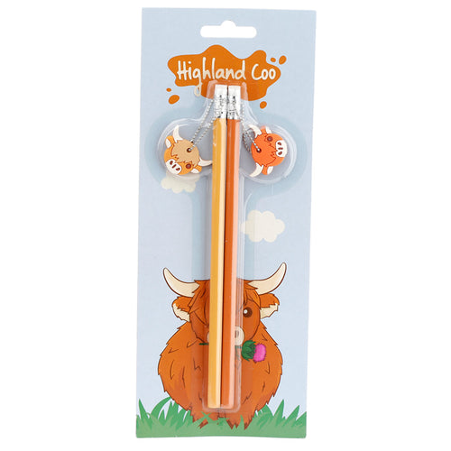 Highland Cow Pencil with Charms - Set of 2