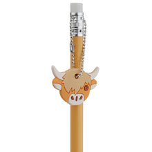 Load image into Gallery viewer, Highland Cow Pencil with Charms - Set of 2