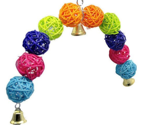 Bird Toy  - Coloured grass balls with three bells.