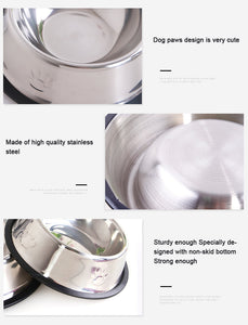 Dog Bowl - Stainless Steel Paw Print Dog Bowl