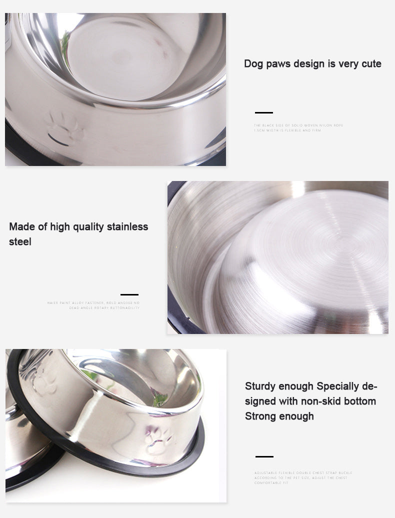 Dog Bowl - Stainless Steel Paw Print Dog Bowl